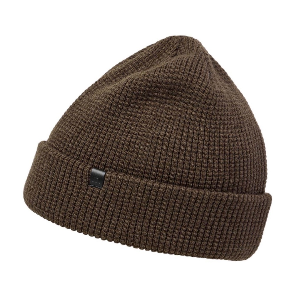 TravisMathew Cloud Waffle Beanie logo Brown Cuffed Knit Hat winter Golf NEW
